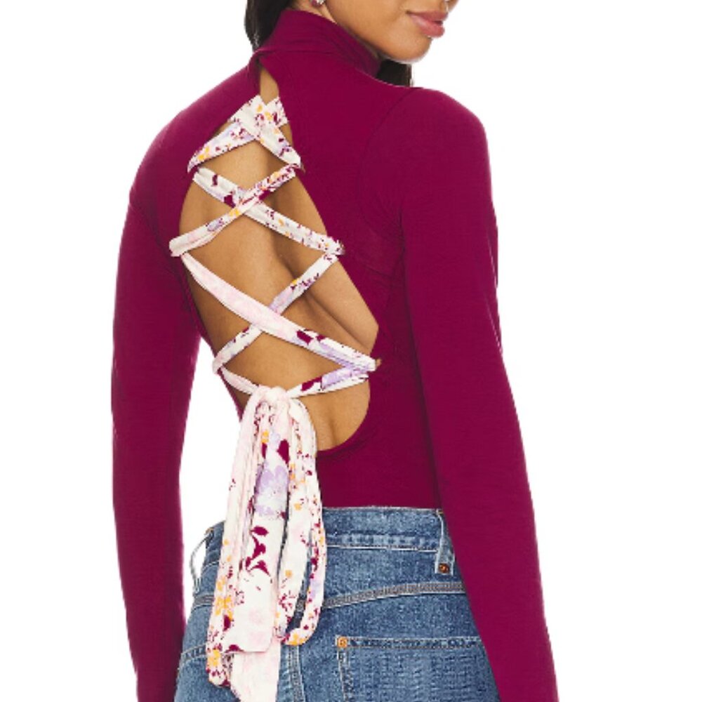 Free People x Intimately Straps In The Back Bodysuit‎ In Wine Red - Size Small